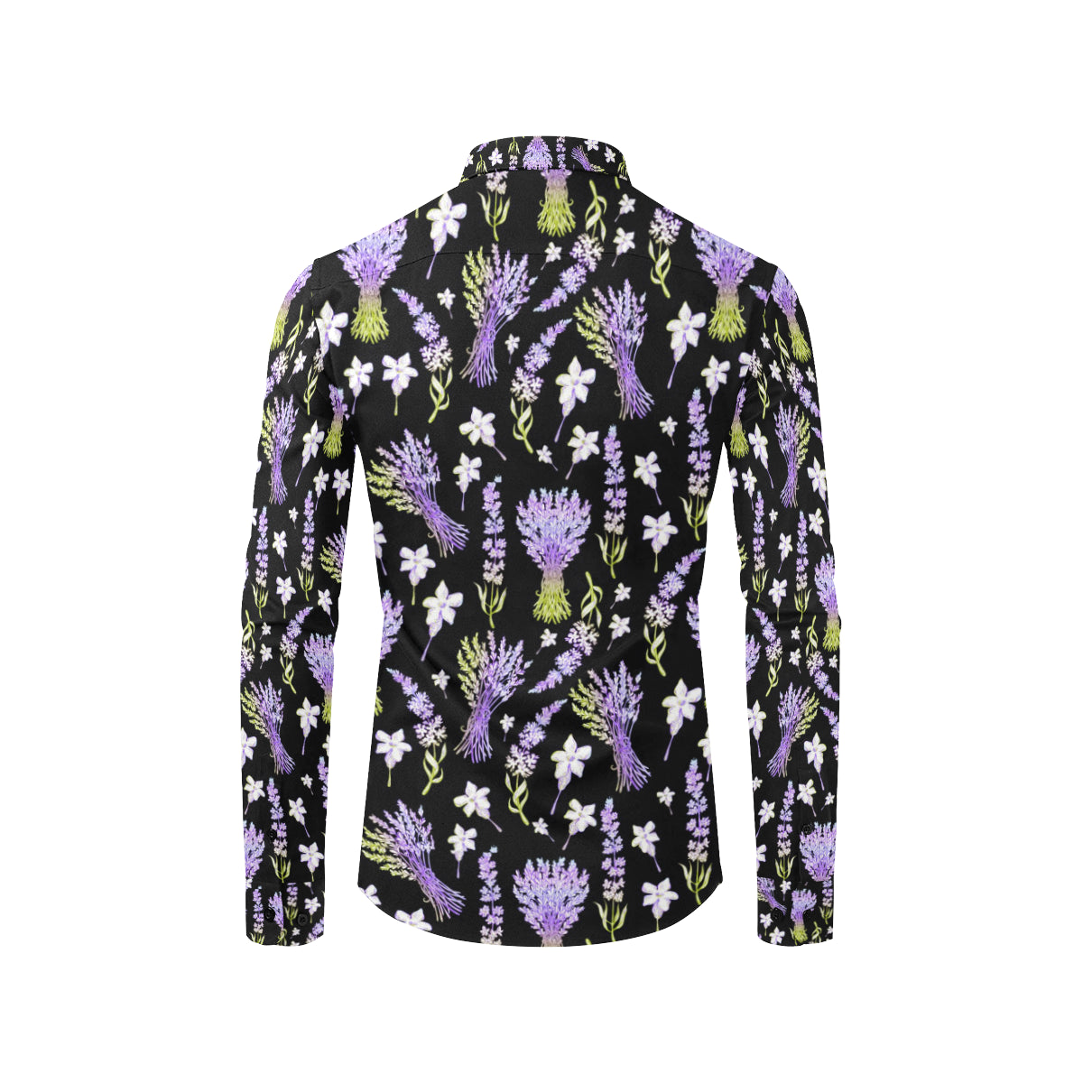 Lavender Pattern Print Design LV04 Men's Long Sleeve Shirt