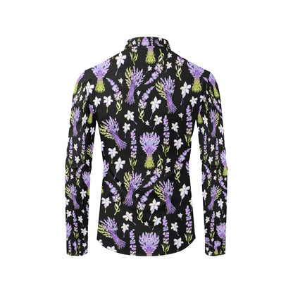 Lavender Pattern Print Design LV04 Men's Long Sleeve Shirt