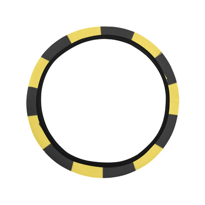 Checkered Yellow Pattern Print Design 03 Steering Wheel Cover with Elastic Edge