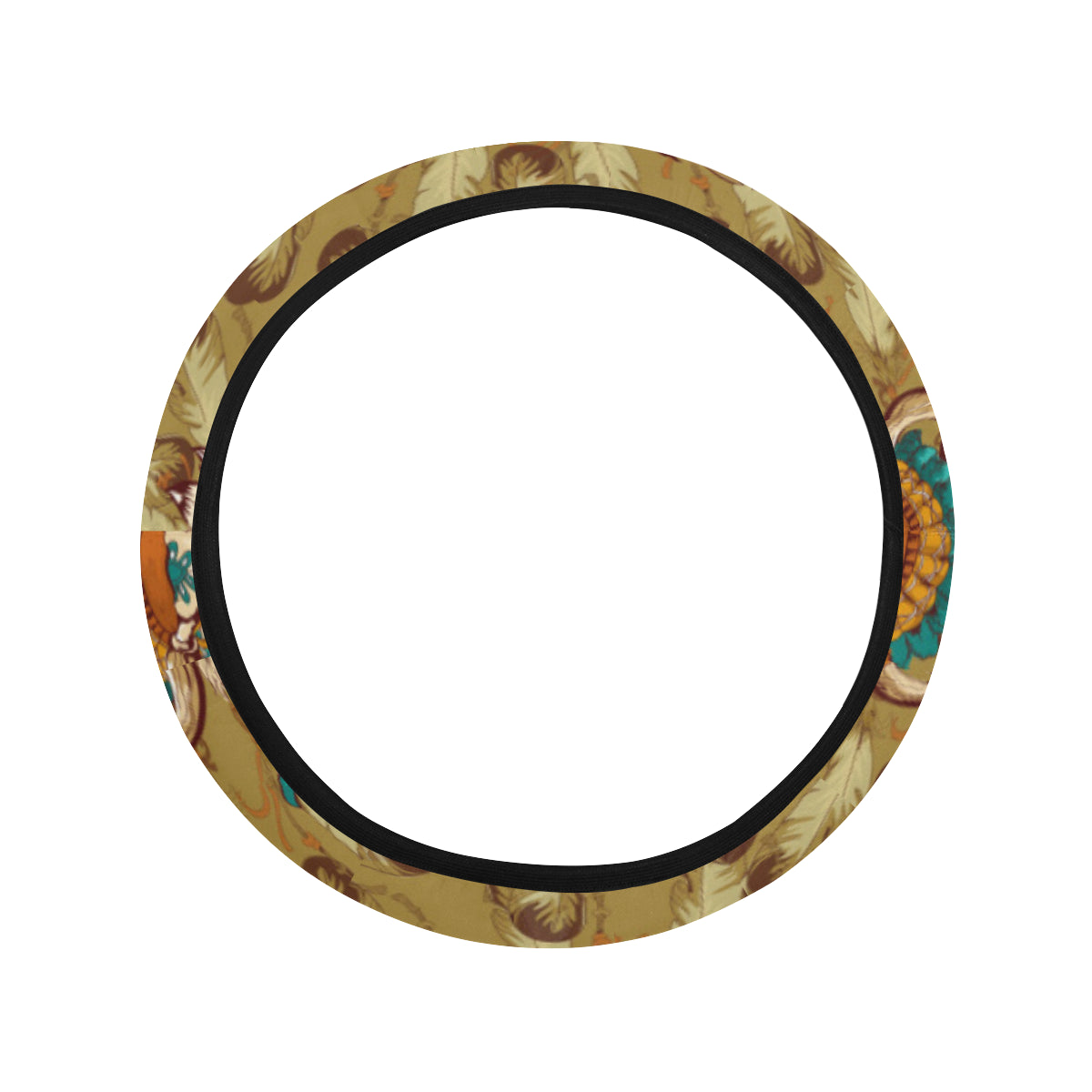 Native Indian Buffalo head Steering Wheel Cover with Elastic Edge