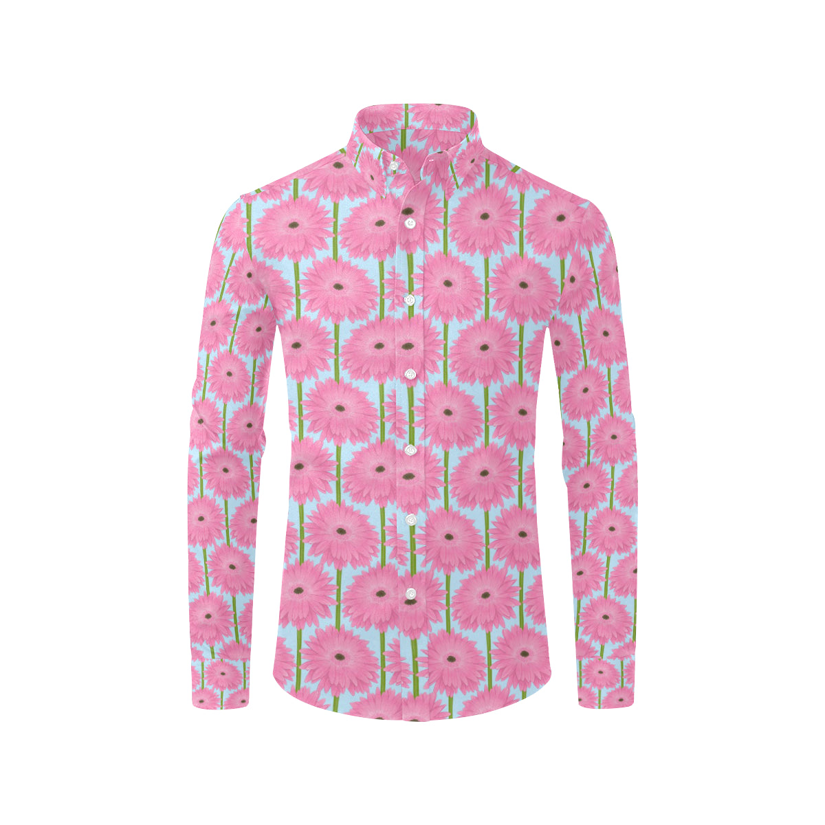 Gerberas Pattern Print Design GB01 Men's Long Sleeve Shirt