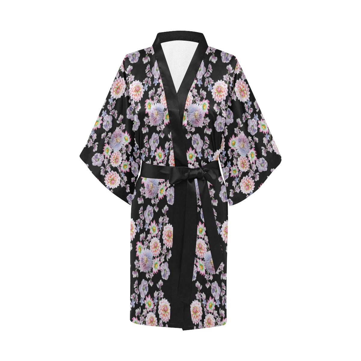 Dahlia Pattern Print Design DH012 Women's Short Kimono