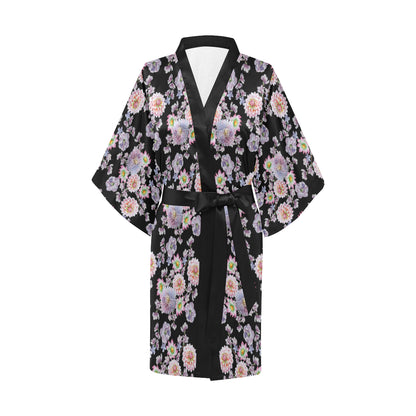 Dahlia Pattern Print Design DH012 Women's Short Kimono