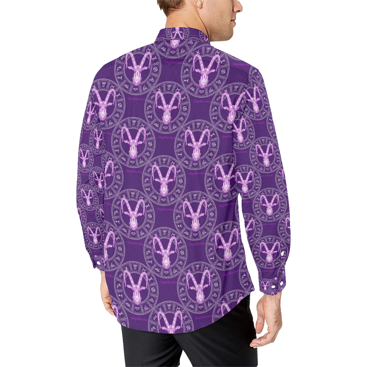Capricorn Zodiac Pattern Print Design 04 Men's Long Sleeve Shirt