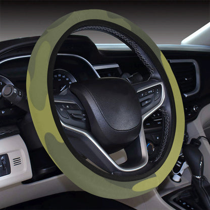 Military Camouflage Pattern Print Design 02 Steering Wheel Cover with Elastic Edge