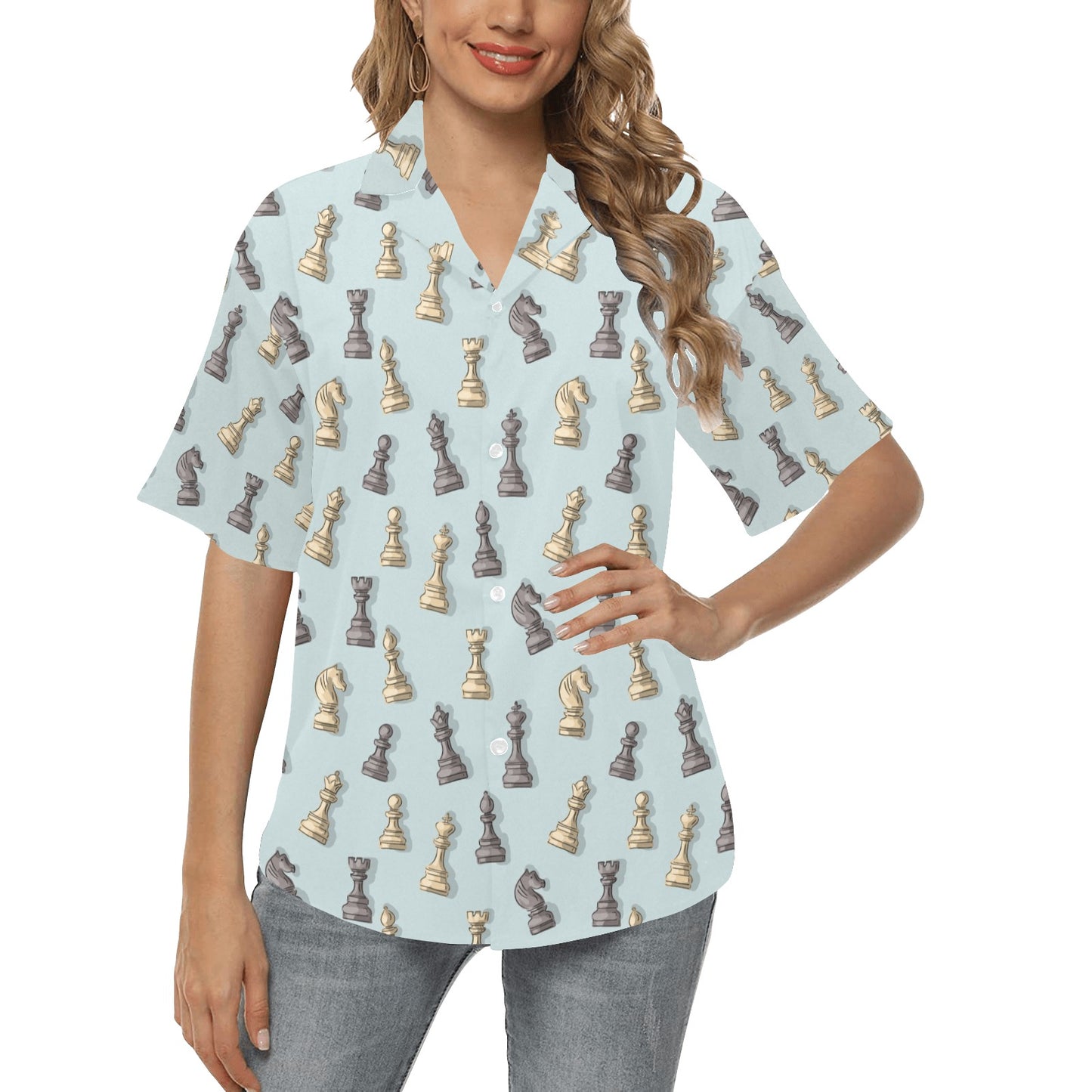 Chess Pattern Print Design 02 Women's Hawaiian Shirt