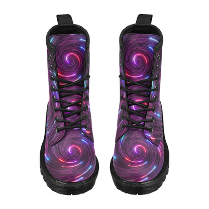 Vortex Twist Swirl Purple Neon Print Women's Boots