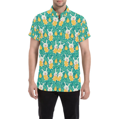 Easter Eggs Pattern Print Design RB02 Men's Short Sleeve Button Up Shirt