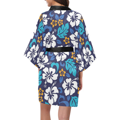 Hibiscus Pattern Print Design HB030 Women Kimono Robe