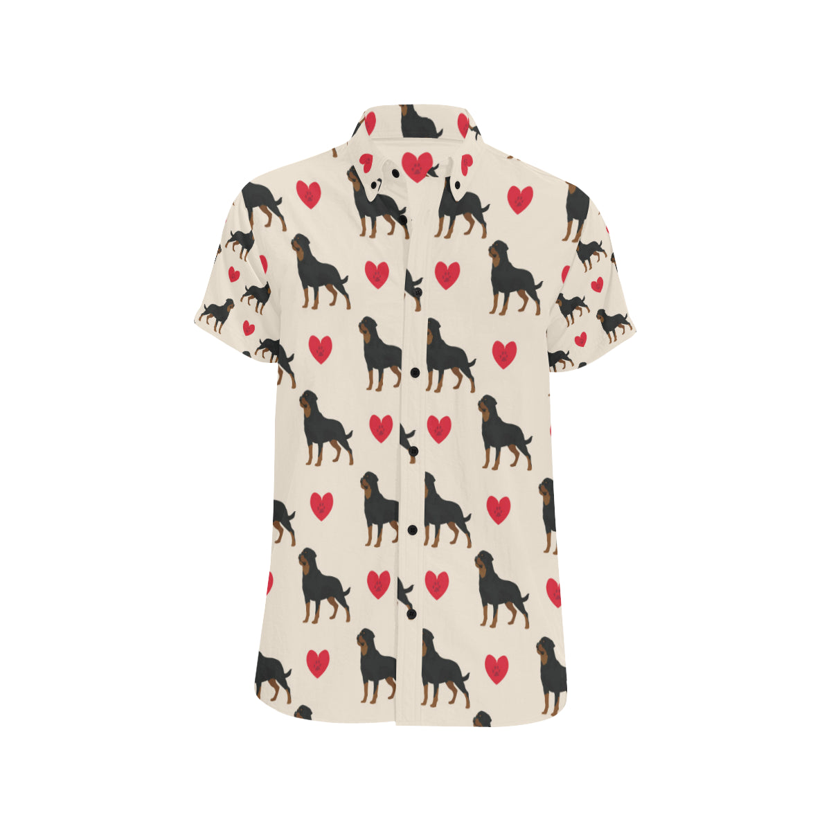 Rottweiler Pattern Print Design A02 Men's Short Sleeve Button Up Shirt