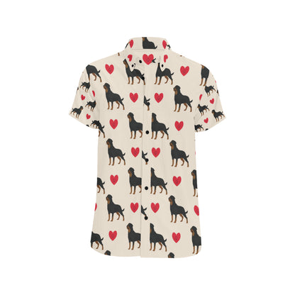 Rottweiler Pattern Print Design A02 Men's Short Sleeve Button Up Shirt