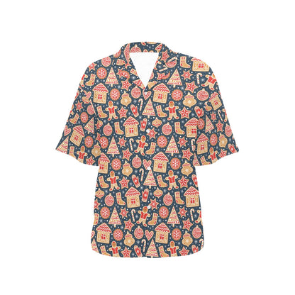 Gingerbread Pattern Print Design 03 Women's Hawaiian Shirt