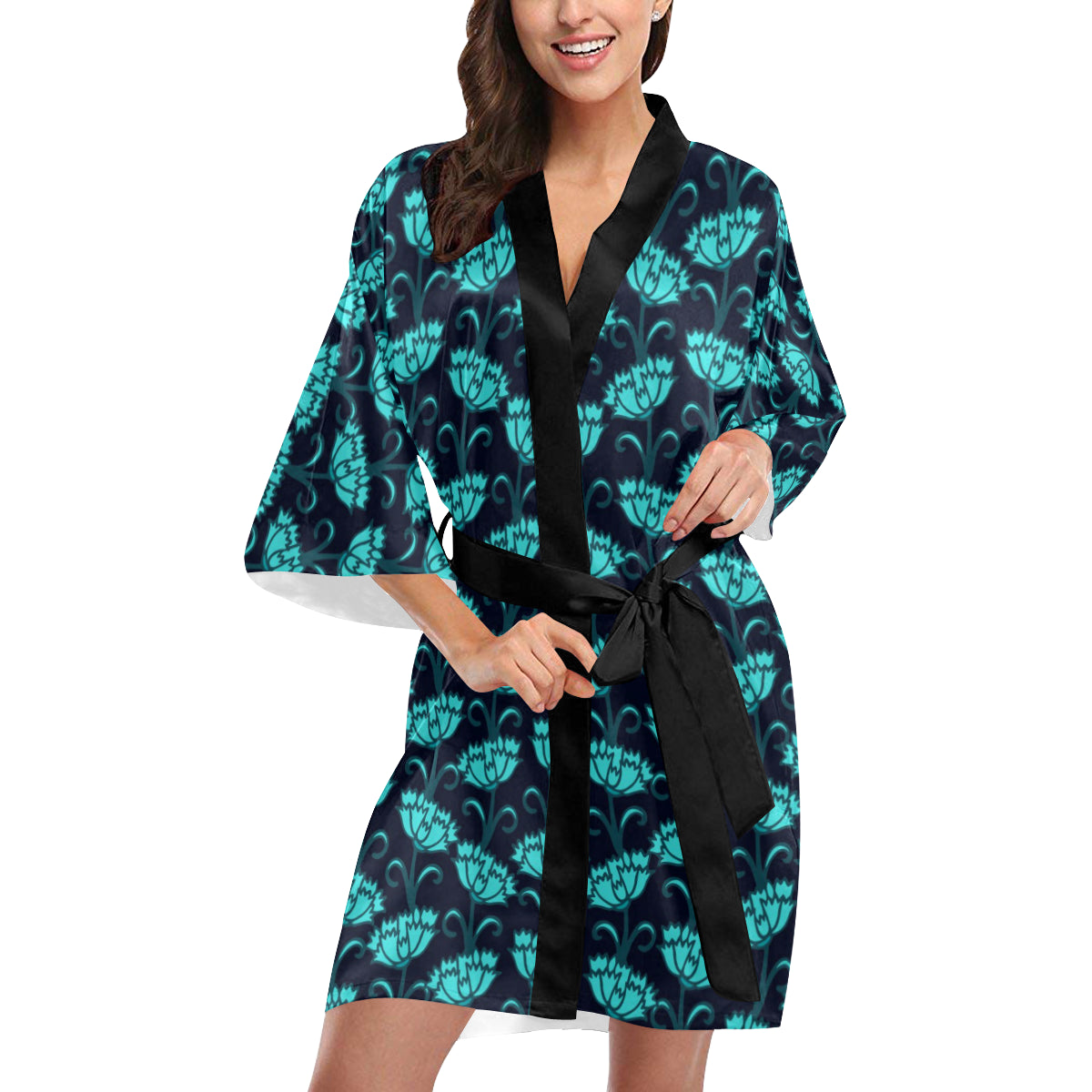 Carnations Pattern Print Design CN06 Women's Short Kimono