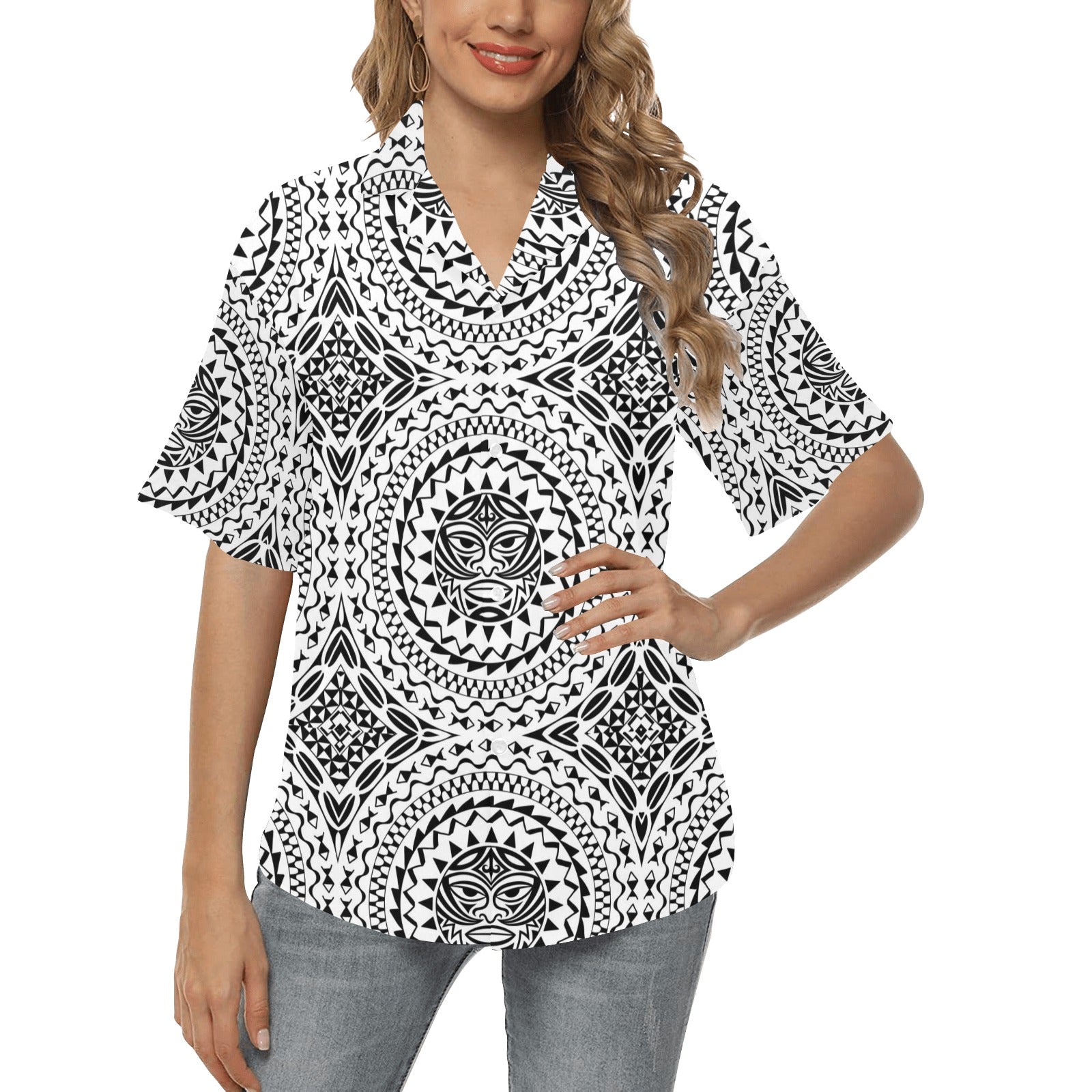 Polynesian Tribal Mask Women's Hawaiian Shirt