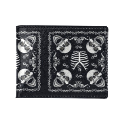 Bandana Skull Black White Print Design LKS306 Men's ID Card Wallet