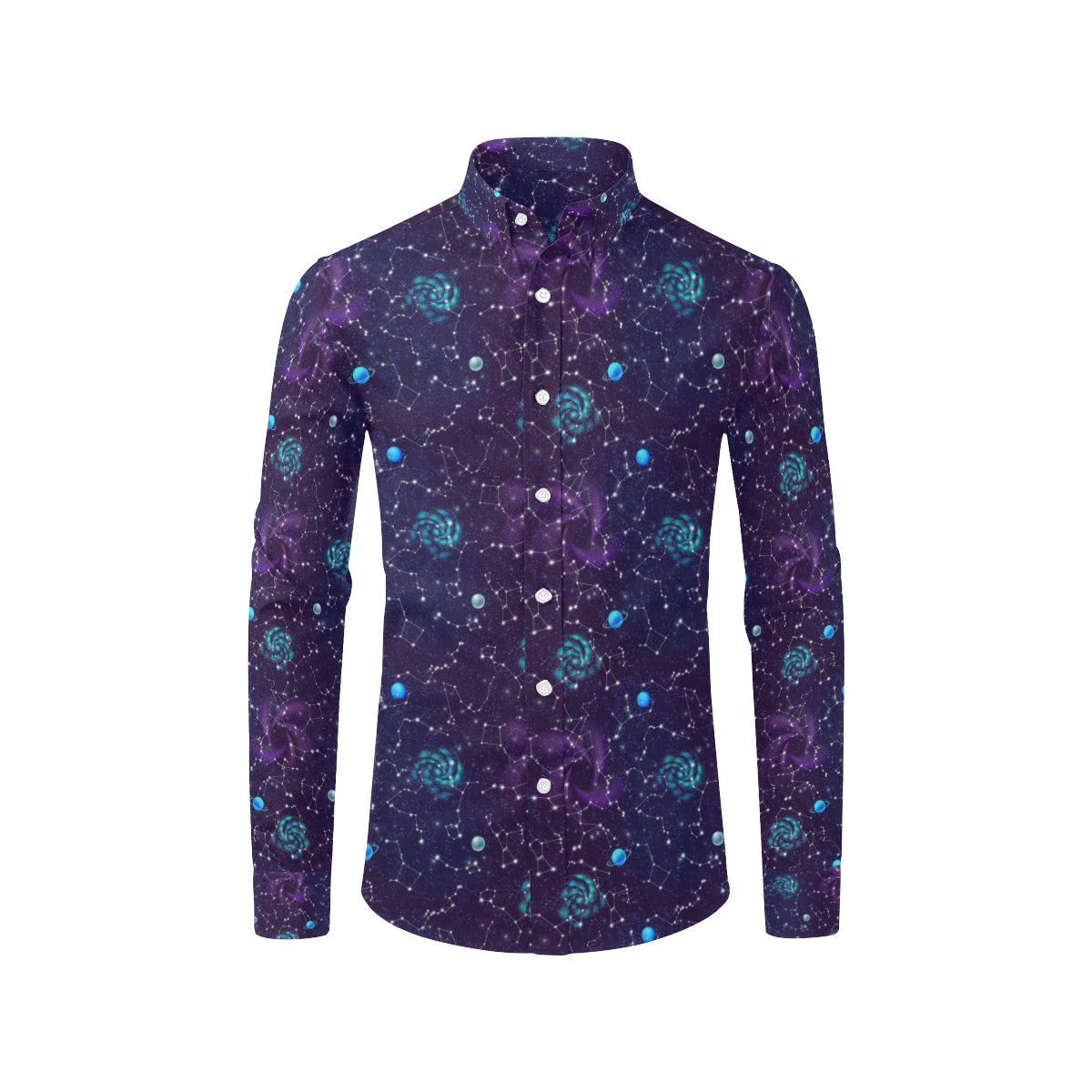 Zodiac Galaxy Design Print Men's Long Sleeve Shirt