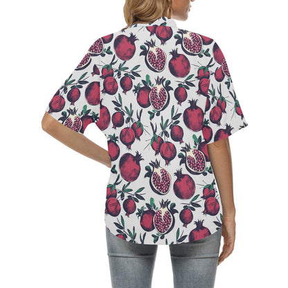 Pomegranate Pattern Print Design PG01 Women's Hawaiian Shirt