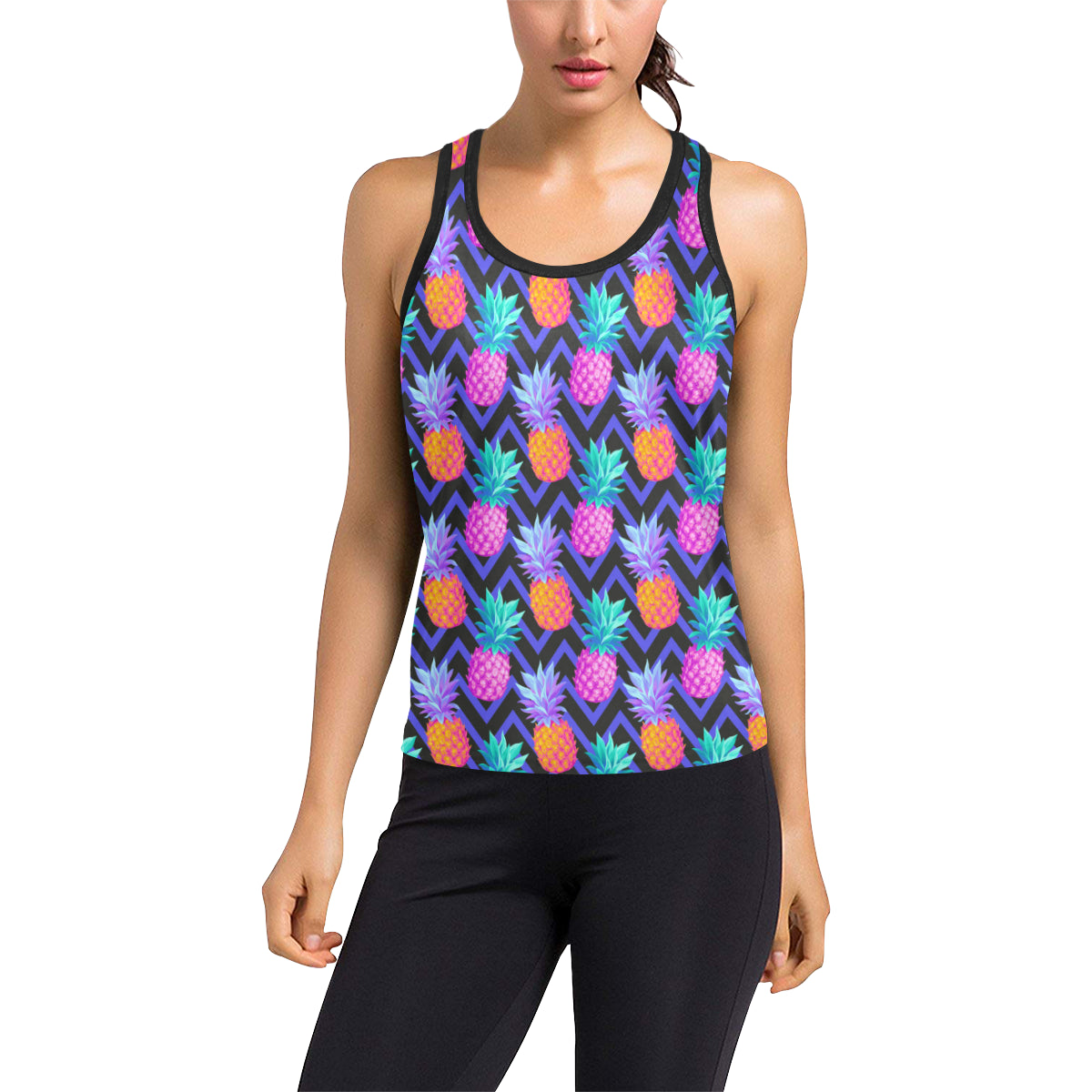 Pineapple Color Art Pattern Women's Racerback Tank Top