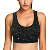 Black Cat Yellow Eyes Print Pattern Sports Bra