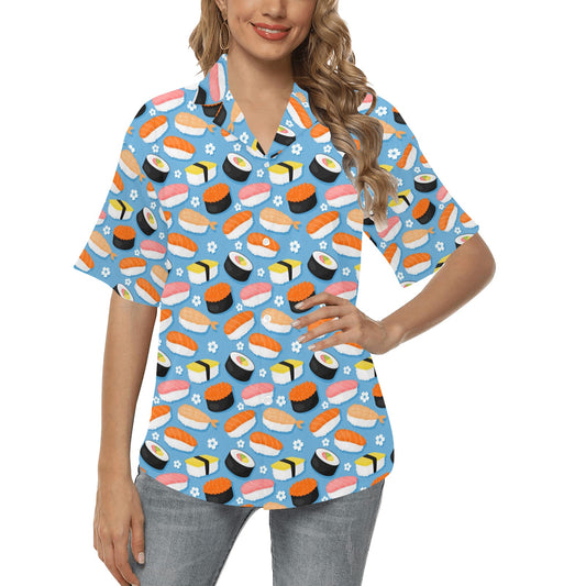 Sushi Print Design LKS304 Women's Hawaiian Shirt