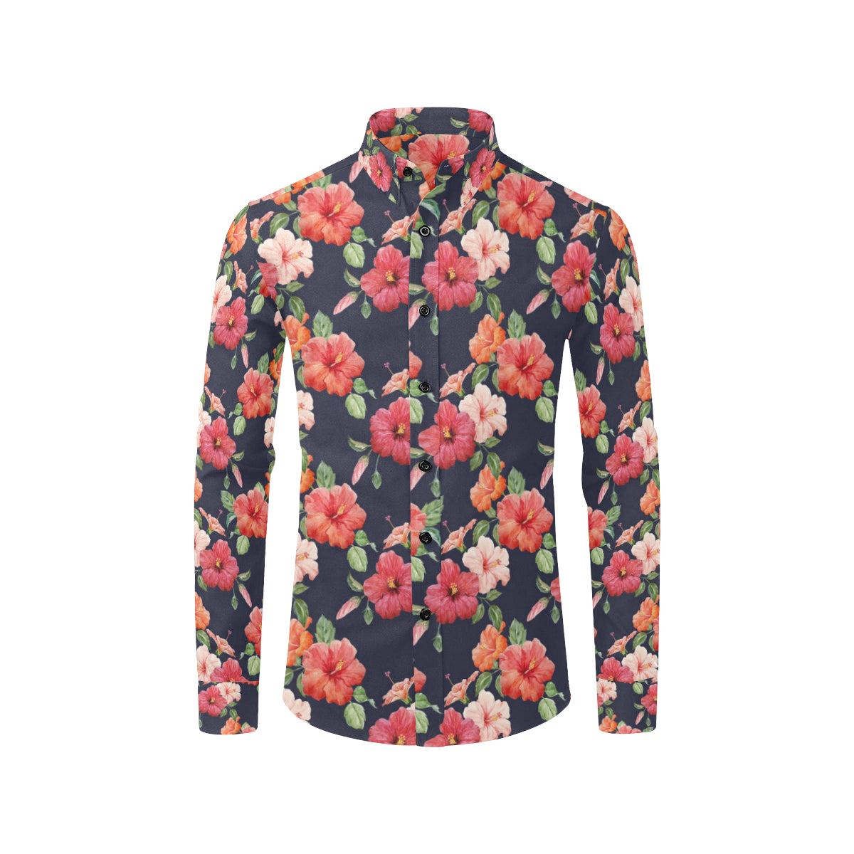 Tropical Flower Pattern Print Design TF020 Men's Long Sleeve Shirt