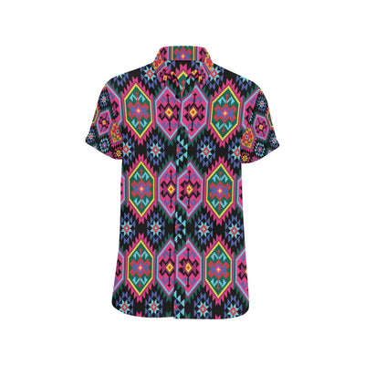 Mexican Pattern Print Design 02 Men's Short Sleeve Button Up Shirt