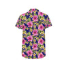 Pink Hibiscus Pattern Print Design HB027 Men's Short Sleeve Button Up Shirt