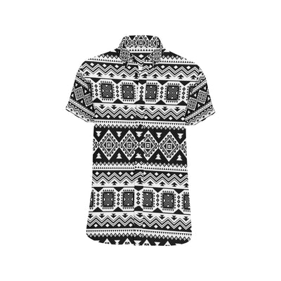 Aztec Pattern Print Design 08 Men's Short Sleeve Button Up Shirt