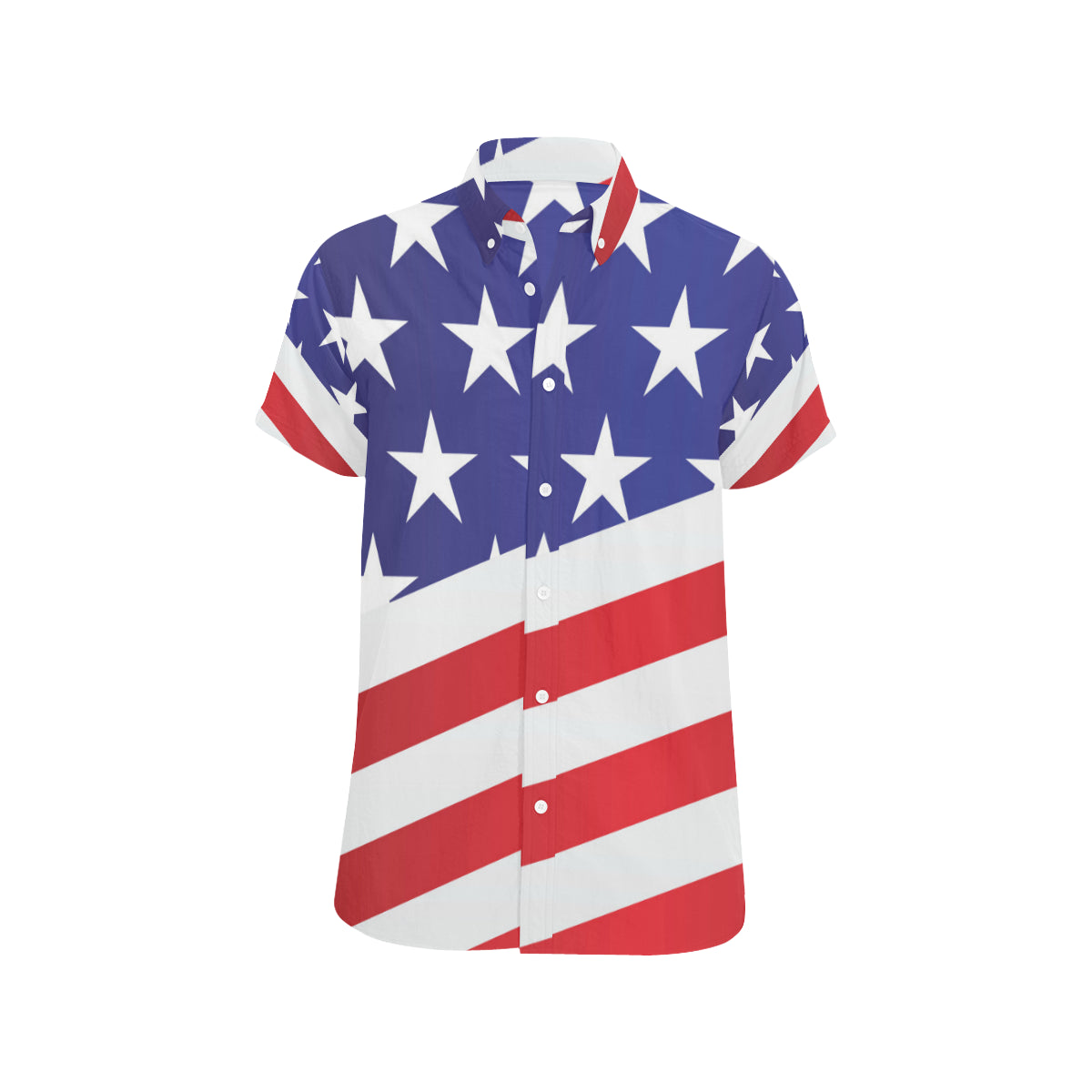 American flag Print Men's Short Sleeve Button Up Shirt