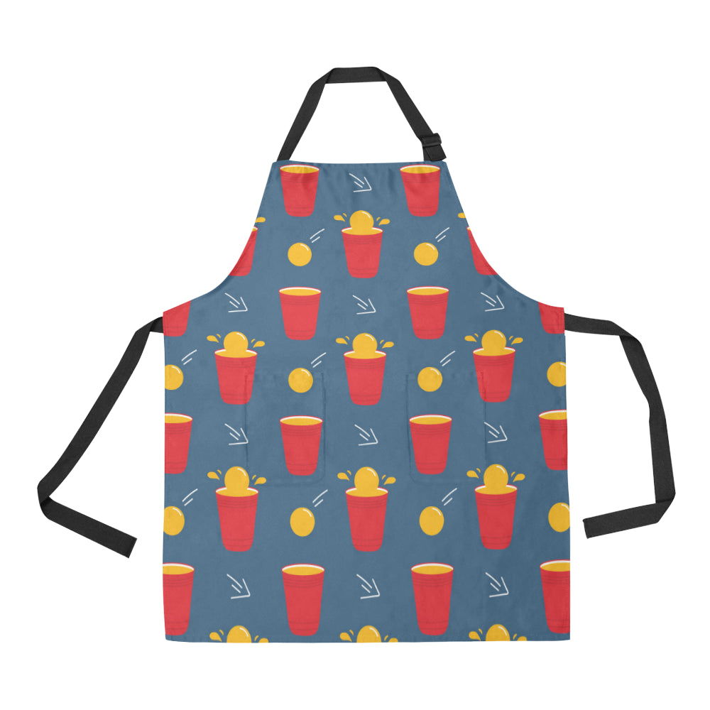 Beer Pong Pattern Print Design 02 Apron with Pocket