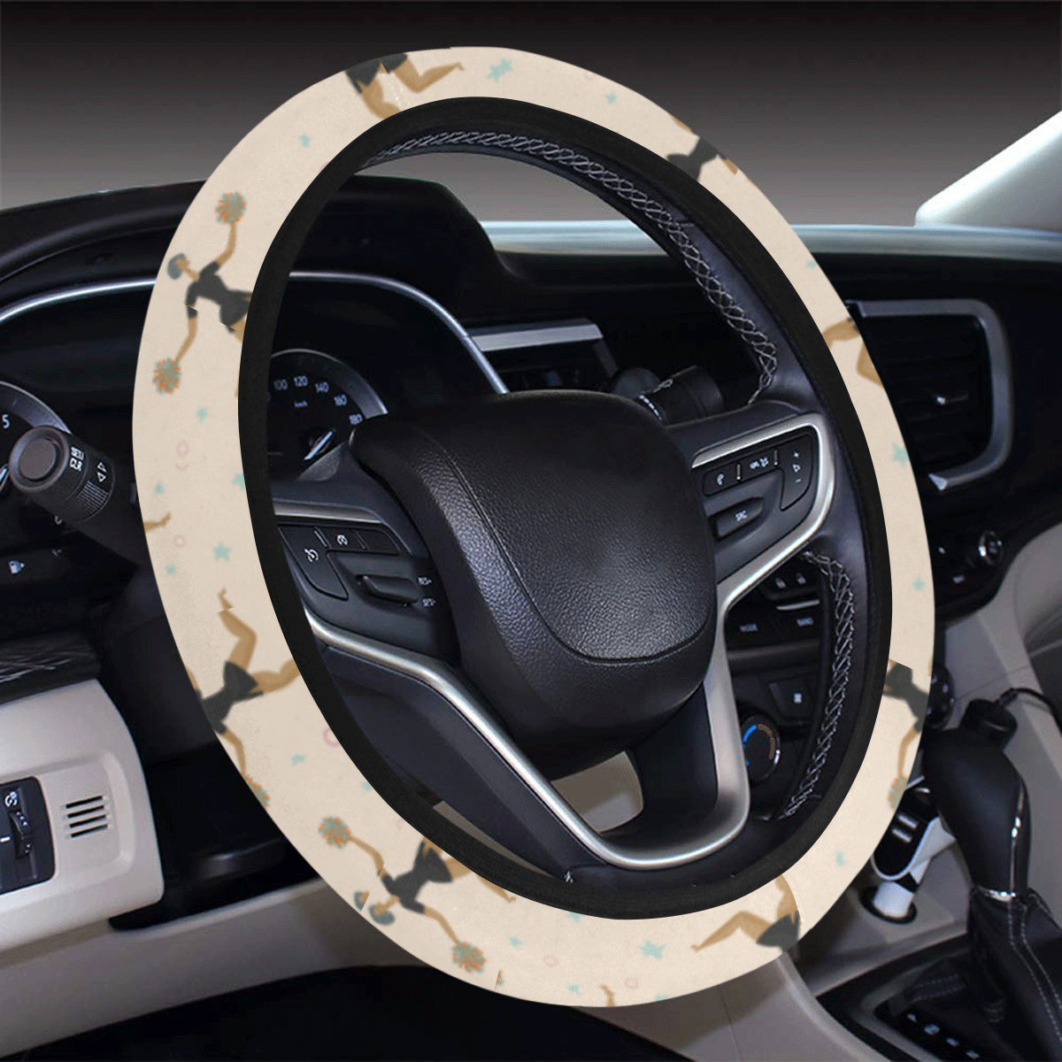 Cheerleader Pattern Print Design 03 Steering Wheel Cover with Elastic Edge
