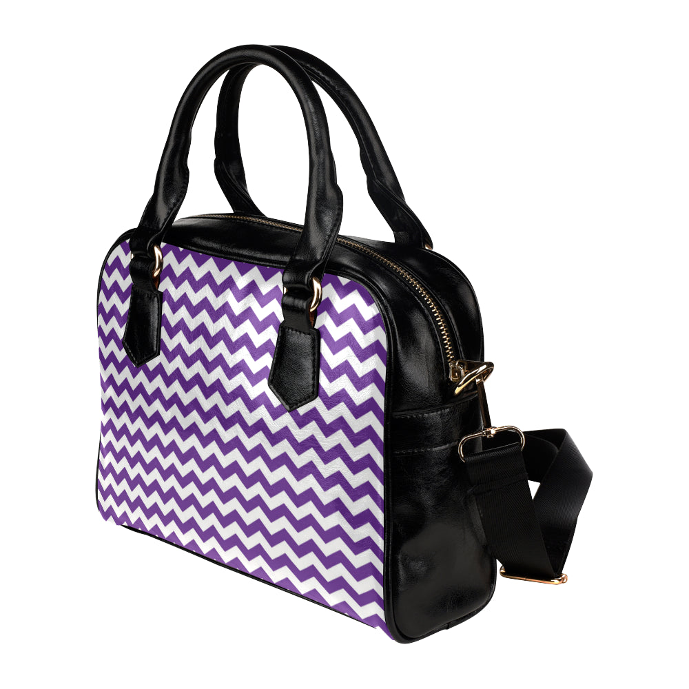 Chevron Purple Pattern Print Design 03 Shoulder Handbag