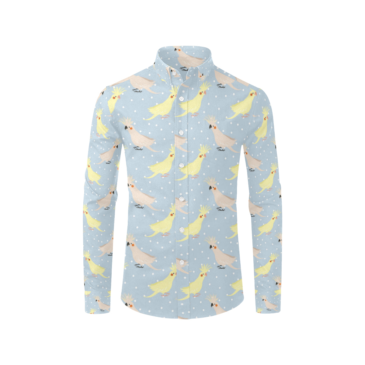 Cockatiel Pattern Print Design 03 Men's Long Sleeve Shirt