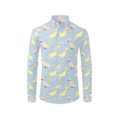 Cockatiel Pattern Print Design 03 Men's Long Sleeve Shirt