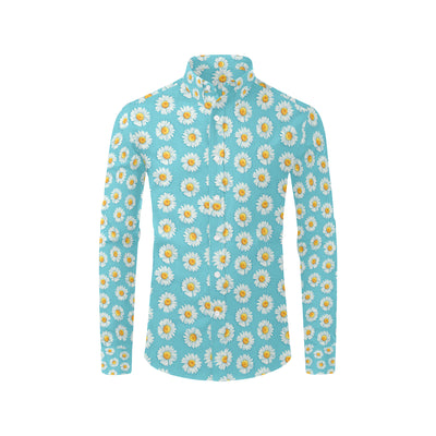 Daisy Pattern Print Design DS03 Men's Long Sleeve Shirt