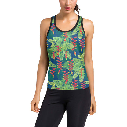 Heliconia Pattern Print Design HL08 Women's Racerback Tank Top