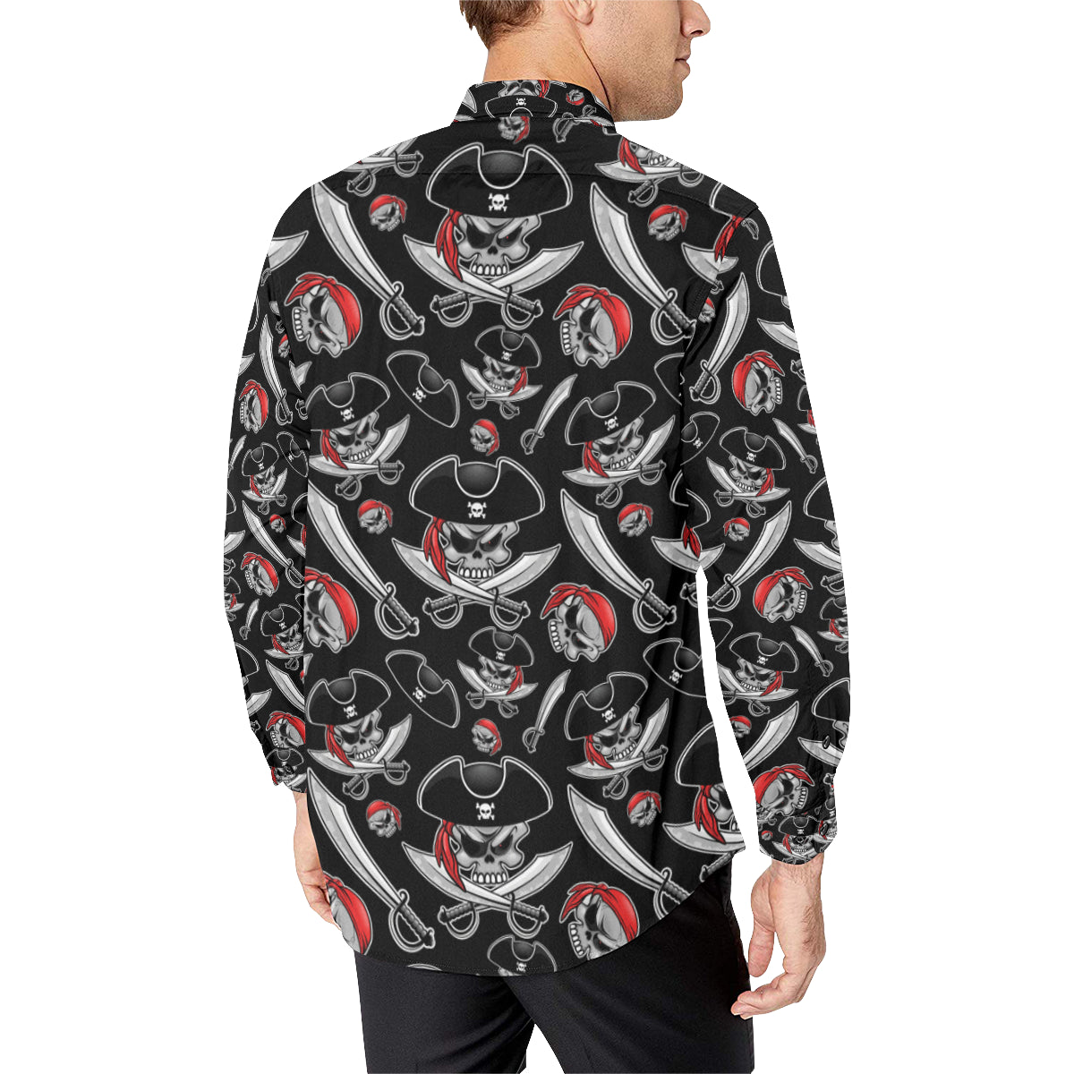 Pirate Pattern Print Design A05 Men's Long Sleeve Shirt