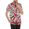 Maori Polynesian Themed Design Print Men's Short Sleeve Button Up Shirt