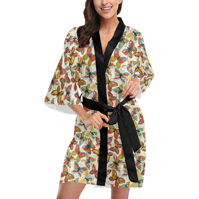 Butterfly Pattern Print Design 02 Women's Short Kimono