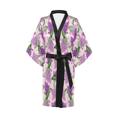 Lilac Pattern Print Design LI02 Women Kimono Robe