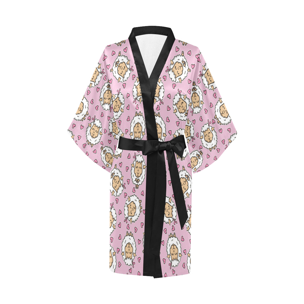 Sheep Cute Pattern Print Design 01 Women's Short Kimono