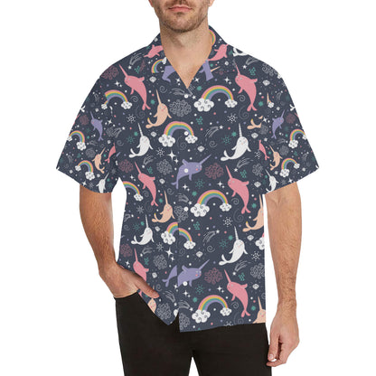 Narwhal Pattern Print Design 01 Men's Hawaiian Shirt