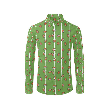 American Football on Field Themed Print Men's Long Sleeve Shirt