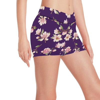 Magnolia Pattern Print Design MAG02 Yoga Shorts