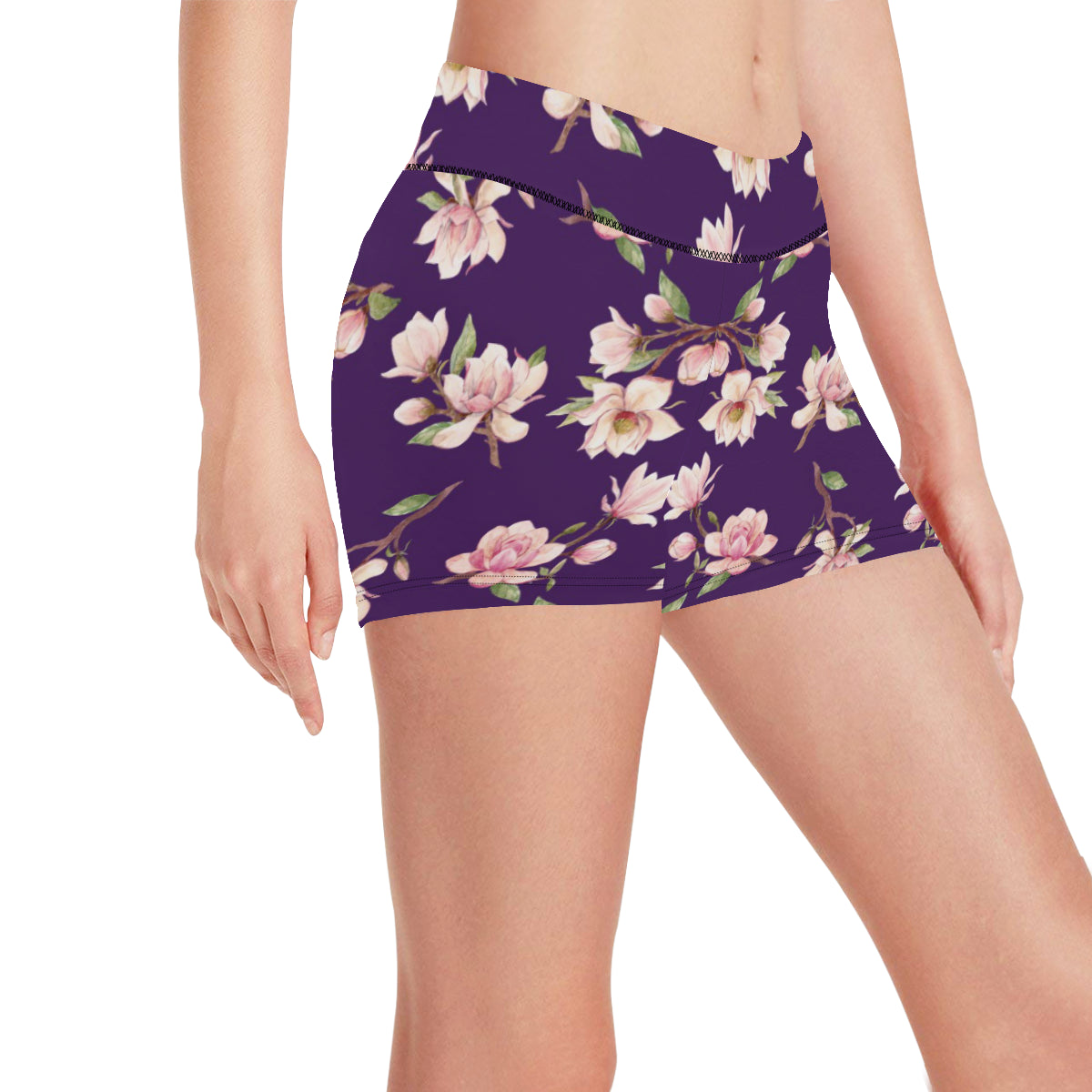 Magnolia Pattern Print Design MAG02 Yoga Shorts