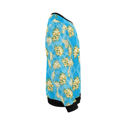 Yellow Plumeria Design Print Pattern Men Long Sleeve Sweatshirt
