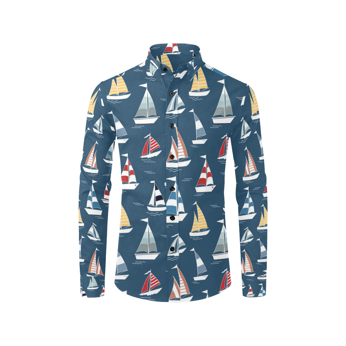 Sailing Ships Pattern Print Design A04 Men's Long Sleeve Shirt