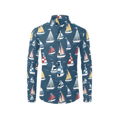 Sailing Ships Pattern Print Design A04 Men's Long Sleeve Shirt