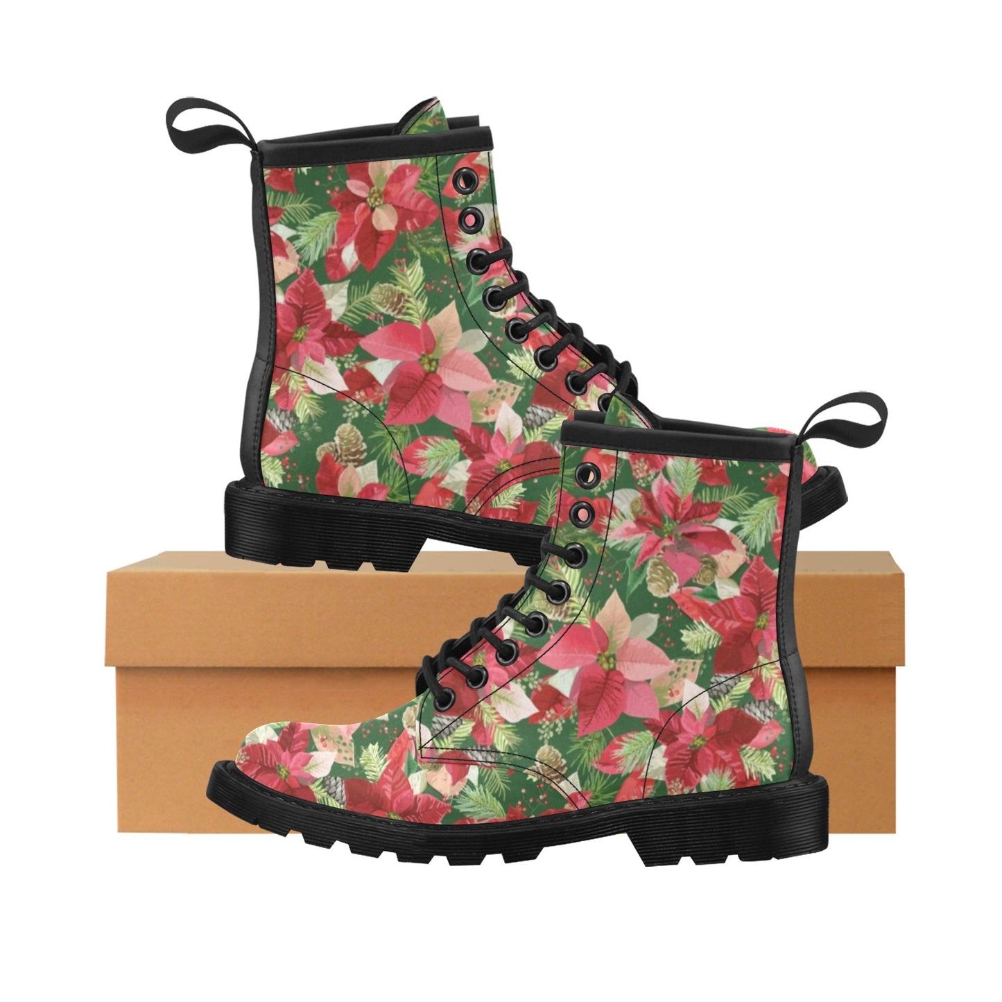 Poinsettia Pattern Print Design POT03 Women's Boots