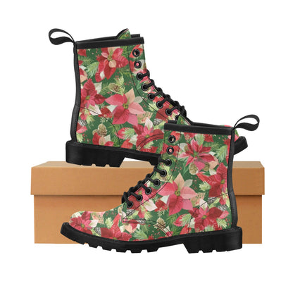 Poinsettia Pattern Print Design POT03 Women's Boots
